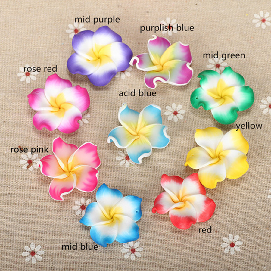 Jewelry Making Bali - 12pcs/lots 30mm Polymer Clay Bali Frangipani