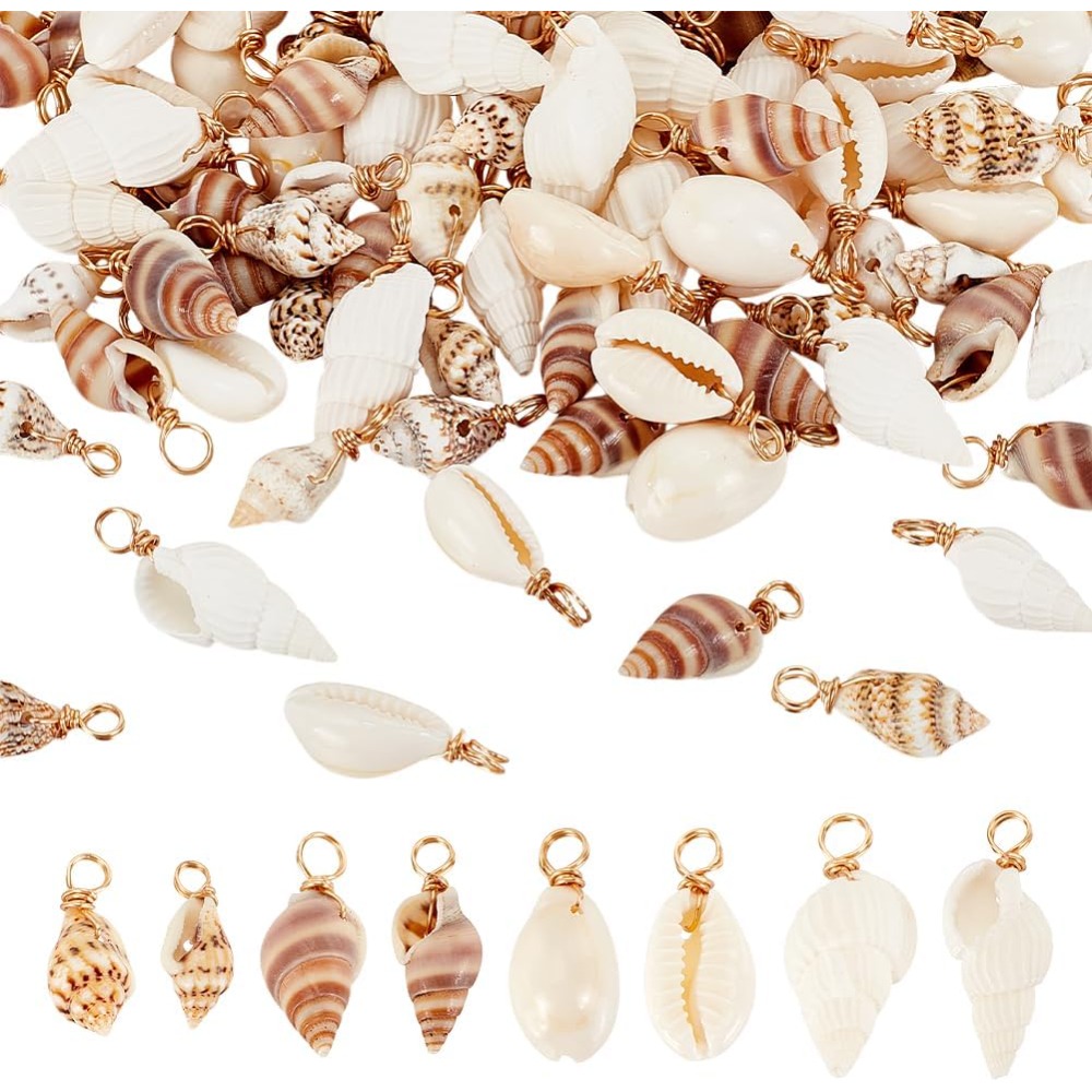 Jewelry Making Kit For Beginners - 100pcs 4 Styles Natural Shell Charms