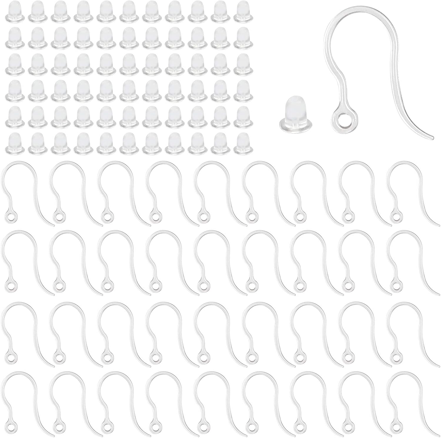 Jewelry Making Loops - 40pcs Clear Plastic Earring Hooks Ear