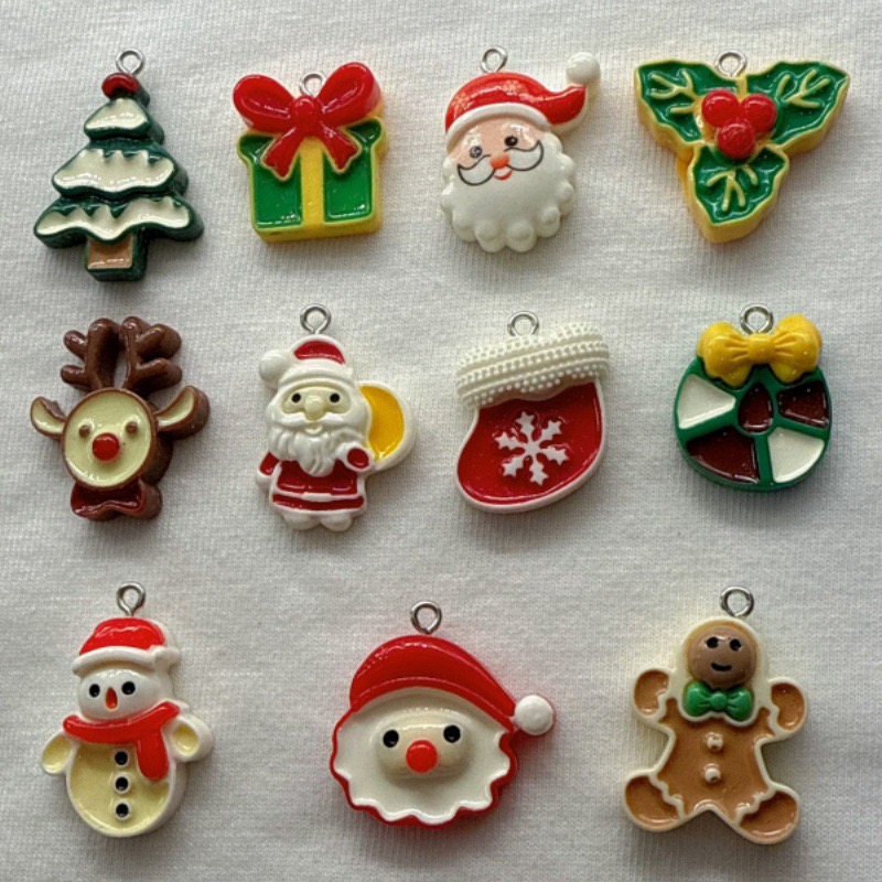 Jewelry Making Resin - 10pcs Christmas Cartoon Series Resin Pendant