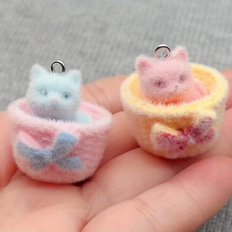 4pcs 3D plush resin cat pendan - Jewelry Making Resin ulasan dan harga