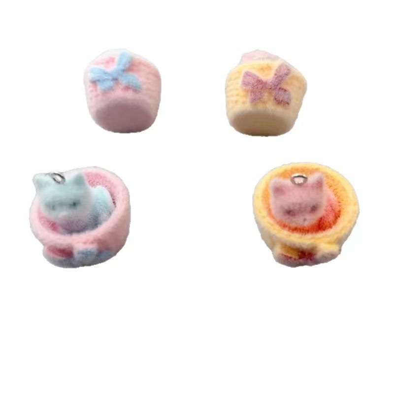 4pcs 3D plush resin cat pendan - Jewelry Making Resin ulasan dan harga