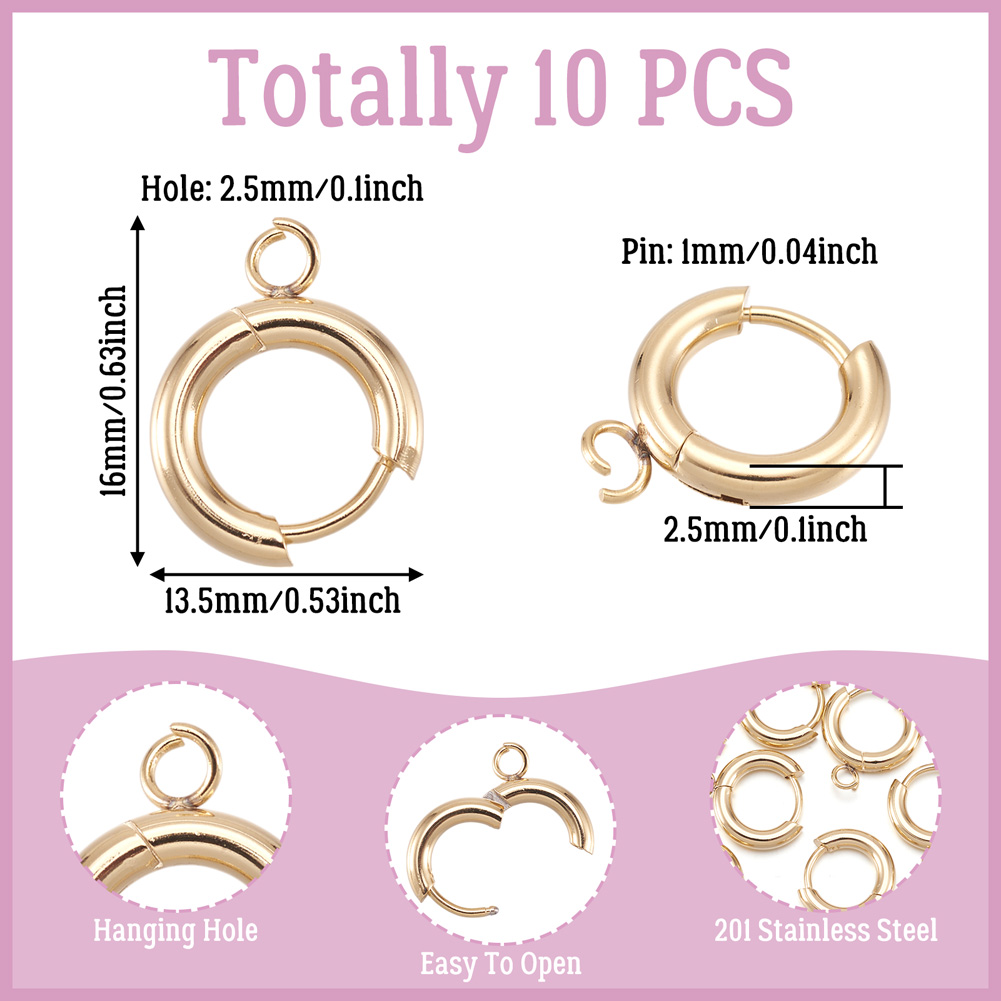 10pcs 201 Stainless Steel Hugg - Jewelry Making Loops ulasan dan harga