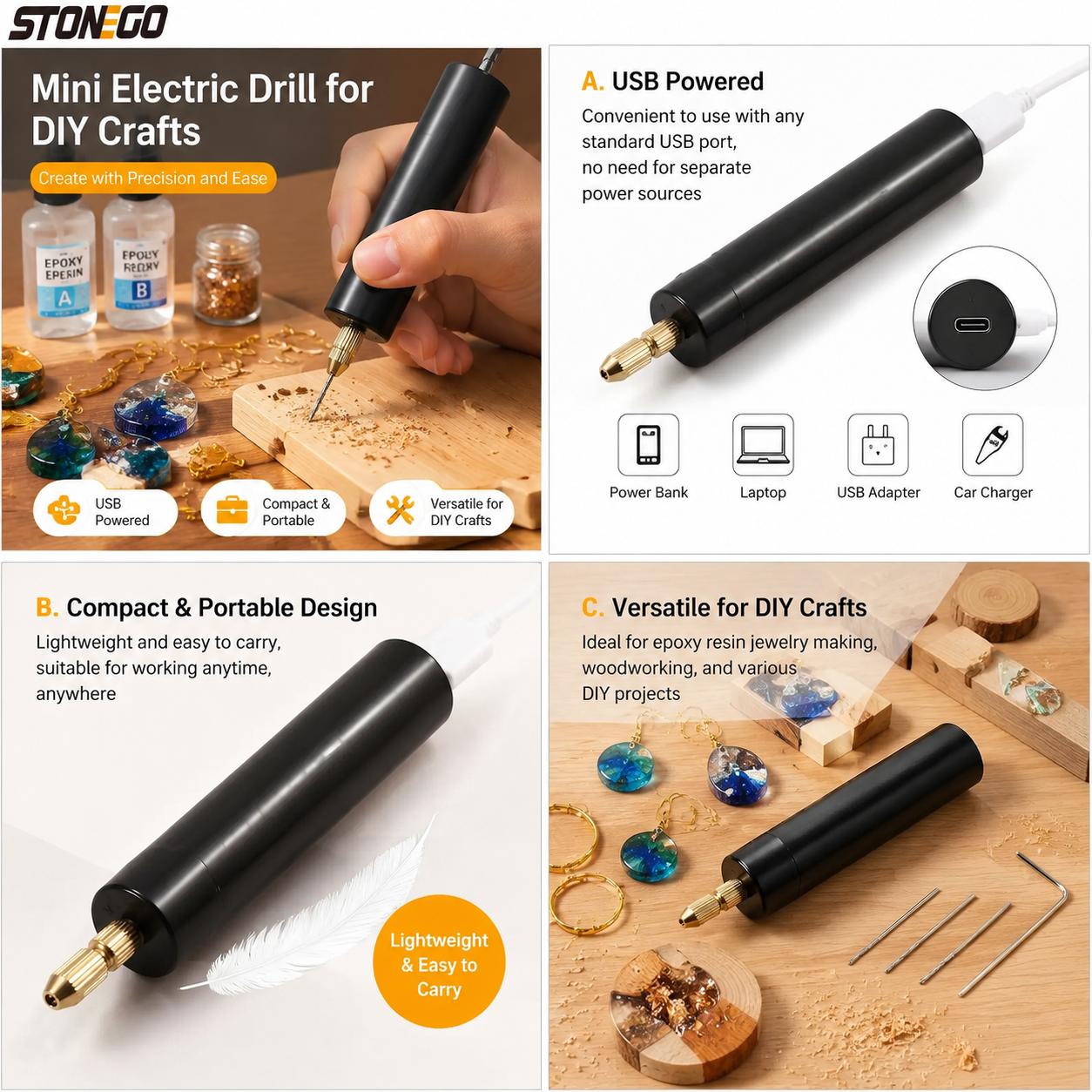 Mini USB Powered Electric Dril - Jewelry Making Dc ulasan dan harga