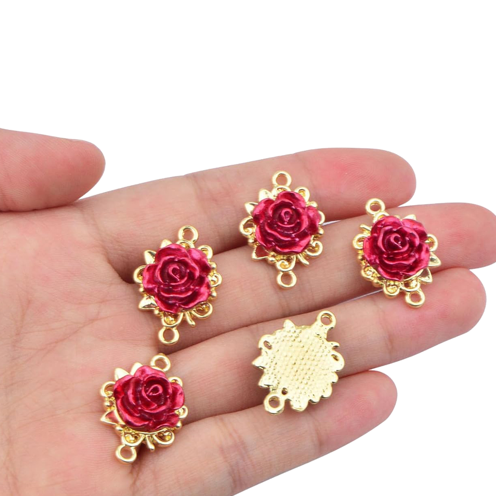 5/10pcs Rose Charms 3D Rose Fl - Jewelry Making Loops ulasan dan harga
