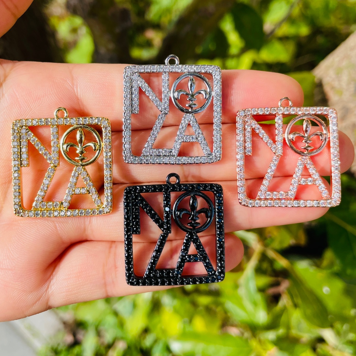 5pcs Zirconia Pave NOLA Fleur  - Jewelry Making New Orleans ulasan dan harga