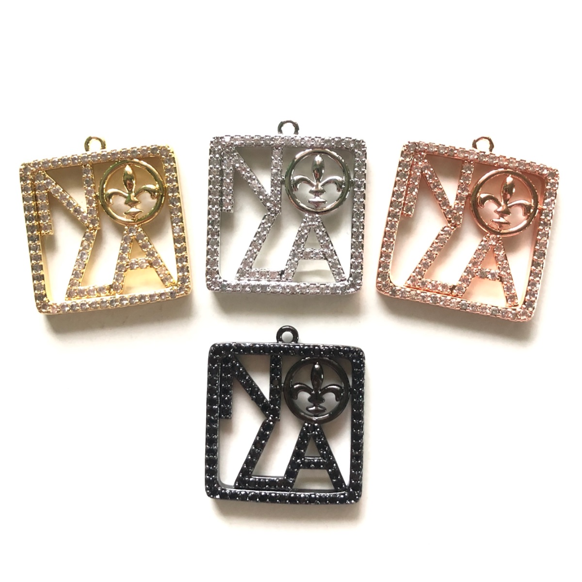 5pcs Zirconia Pave NOLA Fleur  - Jewelry Making New Orleans ulasan dan harga