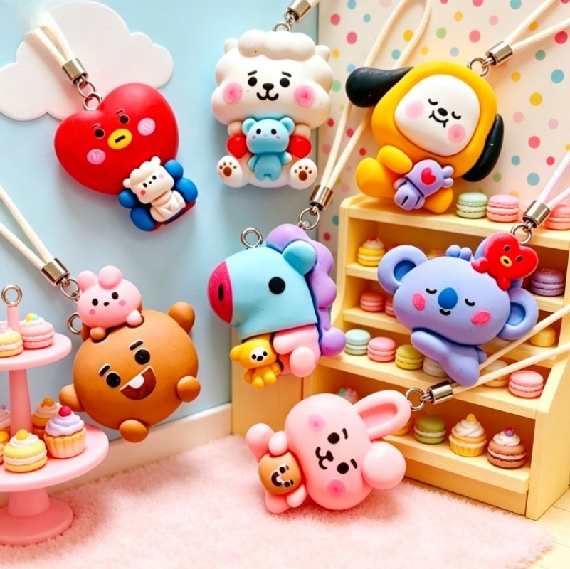 7pcs BT21 Resin Cartoon Charm  - Jewelry Making Resin ulasan dan harga