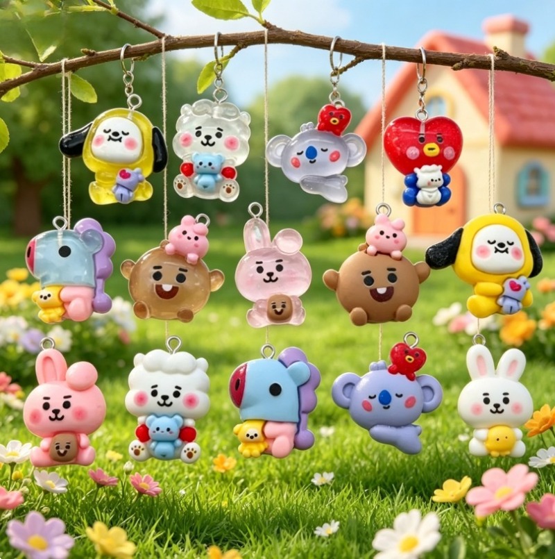7pcs BT21 Resin Cartoon Charm  - Jewelry Making Resin ulasan dan harga
