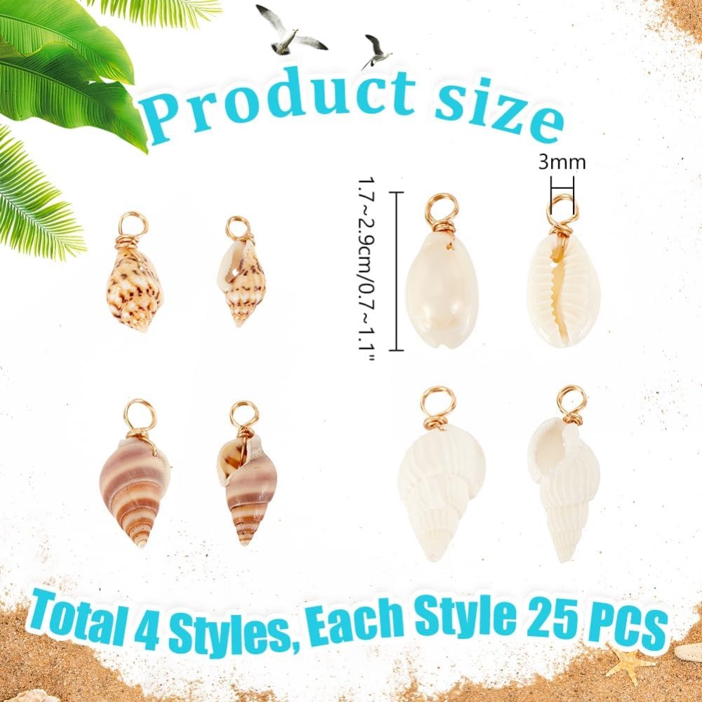 100pcs 4 Styles Natural Shell  - Jewelry Making Kit For Beginners ulasan dan harga